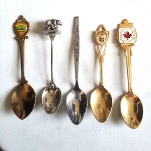 25 Various Styles and Sizes of Vintage Metal Collectible Souvenir Spoons.